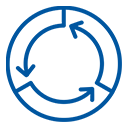 Icon of three curved arrows within a circle