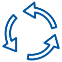 Icon of three curved arrows pointing towards each other